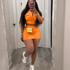 Women Casual Washed Patchwork Pocket Top And Skirt Two-piece Set -Deals Toggenix Store 00ed71612cac3f07