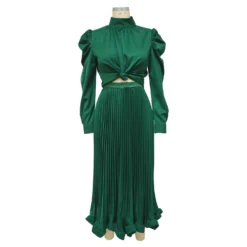 Fall Women Puff Sleeve Top And Ruffled Pleated Skirt Two-Piece Set -Deals Toggenix Store 01952aac73912870