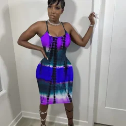 Ladies Fashion Casual Print Strap Dress -Deals Toggenix Store 028870b8305408fe