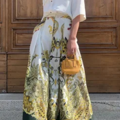 Women Autumn Single-breasted Shirt And High-waist Printed Wide-leg Pants Two-piece Set -Deals Toggenix Store 02a2cb0daba7f7ff