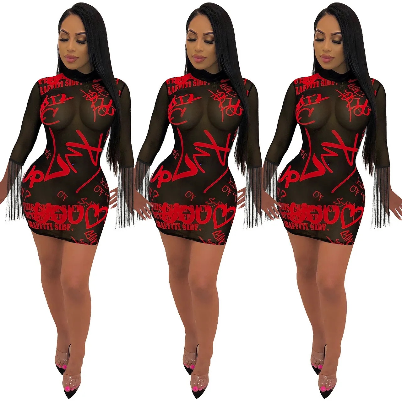 Women Sexy Mesh Tassel Dress 9 Women Sexy Mesh Tassel Dress - Image 9