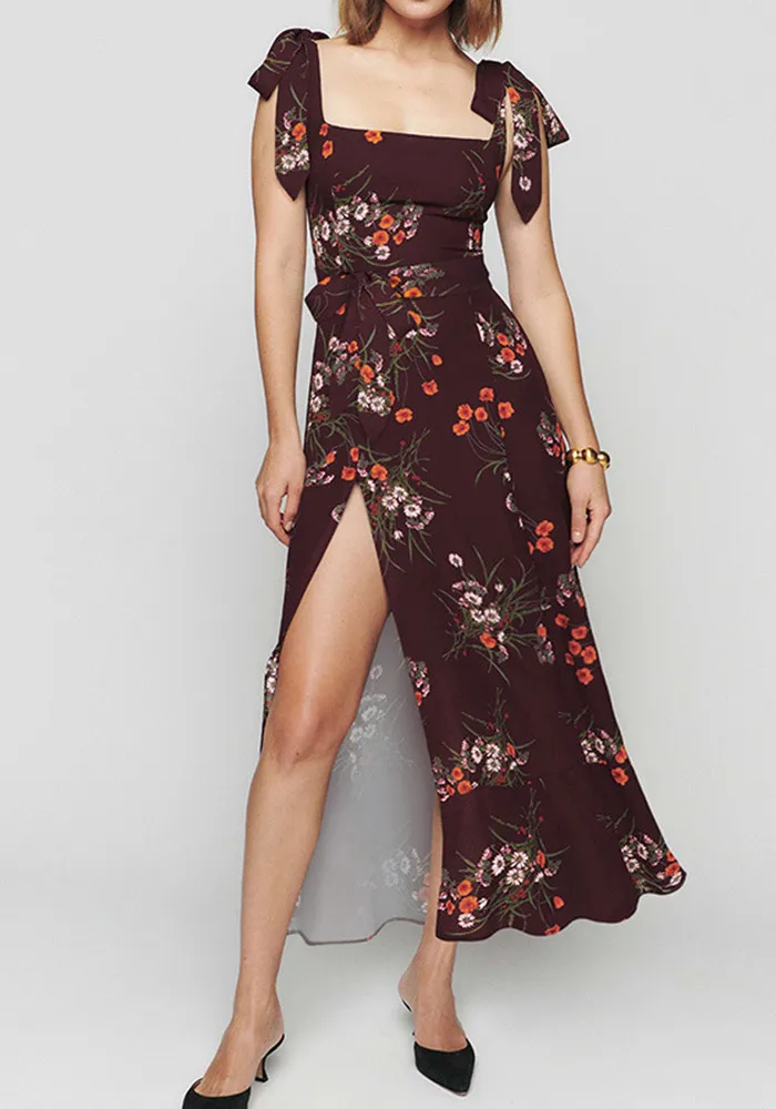 Summer Women's Sweet Style Slim-Fit Floral Slit Strap Dress 3 Summer Women's Sweet Style Slim-Fit Floral Slit Strap Dress - Image 3