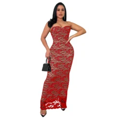 Women's Sexy Lace Strap Long Dress -Deals Toggenix Store 0357fc1c388614b2