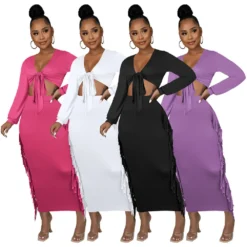 Spring Autumn Women Clothes Sexy V-Neck Long Sleeve Long Skirt Women'S Skirt Set -Deals Toggenix Store 03881c3e358f2790