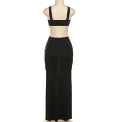 Spring Solid Color Sexy Hollow Hollow Strapless Low Back High Waist Slim Slit Long Dress -Deals Toggenix Store 047c782a865ea561