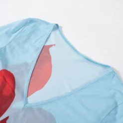 Women's Summer Sexy See-Through Mesh Deep V Long Sleeve Printed Slim Long Dress -Deals Toggenix Store 048ef62366fc621d