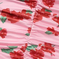 Flower Print Fashion Summer Women's Long Sleeve Square Neck Pleated Slim Bodycon Dress -Deals Toggenix Store 04fd3e4a4396f7fd