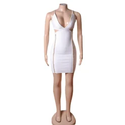 Spring Women's Low Cut Sexy Straps Tight Fitting Dress Metallic Chain Bandage Dress -Deals Toggenix Store 05db0e77a0c56002