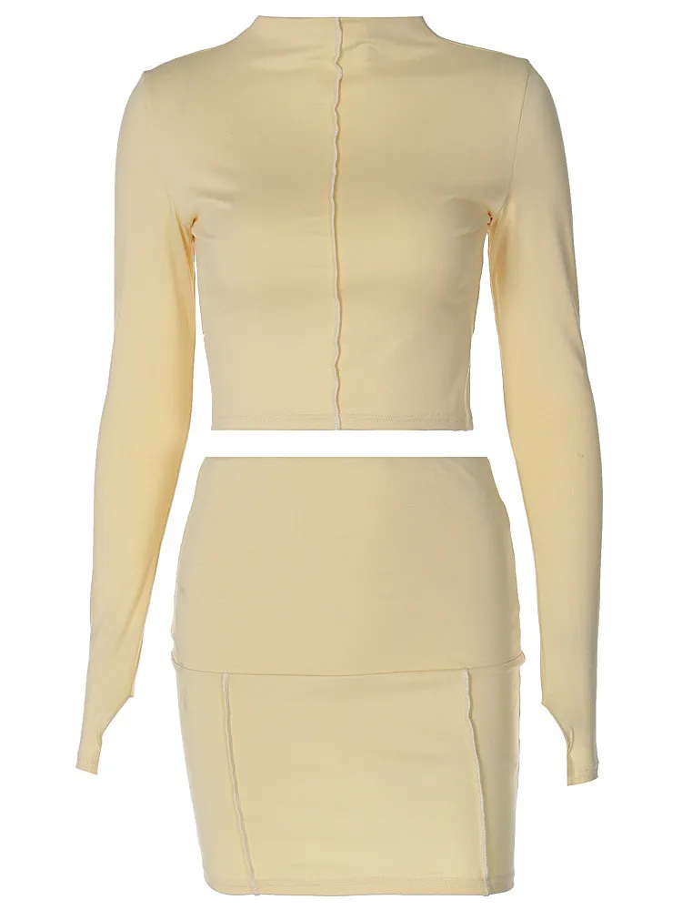 Winter Women's Long Sleeve Top Fashion Casual Slim Skirt Two Piece Set 2 Winter Women's Long Sleeve Top Fashion Casual Slim Skirt Two Piece Set - Image 2