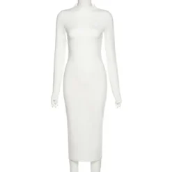 Spring And Autumn Tight Fitting Slim Solid Color Sexy Bodycon Long Dress For Women -Deals Toggenix Store 060f7686c7912029