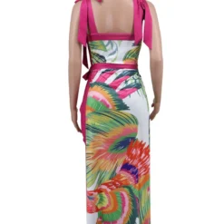 Fashion Casual Women's Sleeveless Printed Lace Up Strap Bodysuit Skirt Set -Deals Toggenix Store 063ea2df5ce49a85