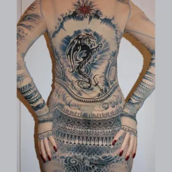 Autumn Women's Sexy Long-Sleeved Mesh Printed High-Waist Slim Fit Short Dress -Deals Toggenix Store 06408e0098b2ba92