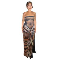 Women Sexy Backless Printed Strapless Slit Lace-Up Dress -Deals Toggenix Store 070c905c8d7fa26f