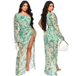 Women Sexy Printed Irregular One Shoulder Dress -Deals Toggenix Store 0801d227453f301c