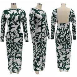 Women Patterned Long Sleeve Printed Sexy Backless Maxi Dress -Deals Toggenix Store 0808f1f51aaa5fcf