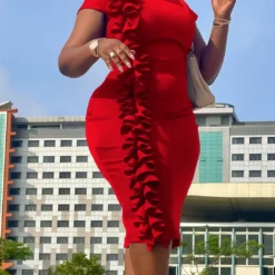 Women's Fashion Chic Elegant Ruffle Professional Ol African Bodycon Dress -Deals Toggenix Store 08618696e858b77d