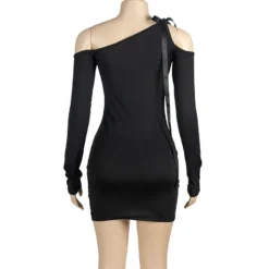 Women Spring Solid Slash Shoulder Strappy Off Shoulder Long Sleeve Dress -Deals Toggenix Store 08ae093a1a6e45a5