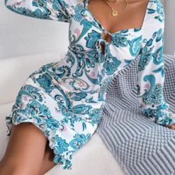 Fall Winter Sexy Lace Up Square Neck Long Sleeve Ruffle Bodycon Dress -Deals Toggenix Store 08b5370b851e333b