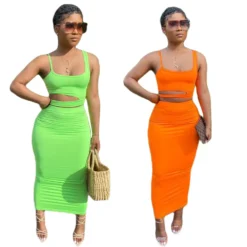 Women's Solid Color Cutout Casual Home Style Skirt Set Two Piece -Deals Toggenix Store 08c2fa8baf69a132