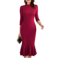 Chic Career Mid Waist Round Neck Solid Zip Up Fashion Women Bodycon Career Dress -Deals Toggenix Store 0936f376b90e5c6e