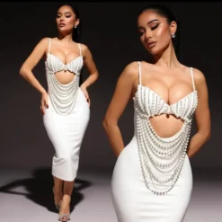 Gorgeous Beaded Sexy Cutout Strap Elegant Chic White Bandage Evening Gown 34 Gorgeous Beaded Sexy Cutout Strap Elegant Chic White Bandage Evening Gown -Deals Toggenix Store 09764698a1c83a04