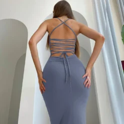 Women Spring Summer Sexy Backless Lace-Up Solid Dress -Deals Toggenix Store 0a9d5db5c0464bf6