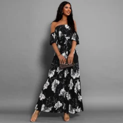 Women Sexy Off Shoulder Pleated Print Summer Print Long Dress -Deals Toggenix Store 0d204ead58519b64