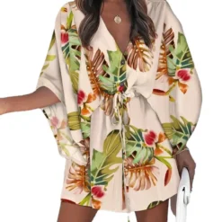 Summer Loose Sleeve V-Neck Casual Holidays Dress With Belt 33 Summer Loose Sleeve V-Neck Casual Holidays Dress With Belt -Deals Toggenix Store 0e800bc3adbc8d3f