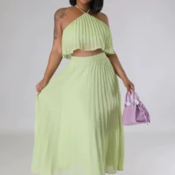 Women Summer Casual Solid Sleeveless Pleated Lace-Up Pleated Skirt 18 Women Summer Casual Solid Sleeveless Pleated Lace-Up Pleated Skirt -Deals Toggenix Store 0e985f6c1e8a10f9