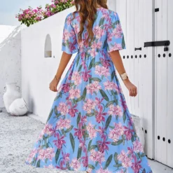 Women's Spring Summer Holidays Casual Printed Split Dress -Deals Toggenix Store 0ec288f5d13c358d