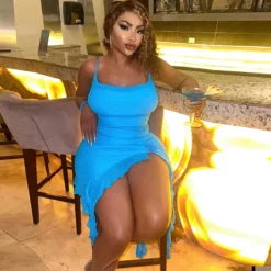 Women Solid Sexy Sleeveless Suspender Flower Bodycon Irregular Dress -Deals Toggenix Store 0f3c811dd5762c72