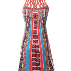 Women Cutout Halter Neck Print Mini Dress -Deals Toggenix Store 10e7534793281922