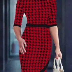 Plus Size Women Round Neck Print Dress -Deals Toggenix Store 116f9aa42b0ffc6f