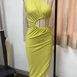 Summer Fashion Casual Women's Solid Color Slash Shoulder Hollow Strap Dress -Deals Toggenix Store 118f1f7c84210fa6