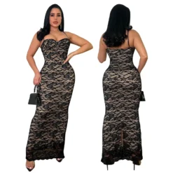Women's Sexy Lace Strap Long Dress -Deals Toggenix Store 120895bb92b9e4c9
