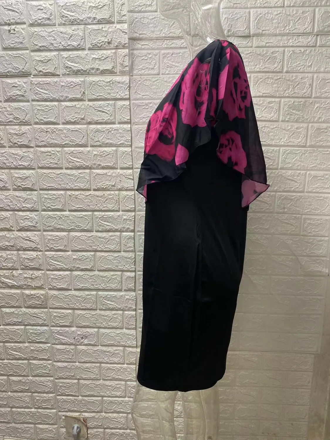 Rose Printed Shawl Women 's Slim Bodycon Plus Size Dress 9 Rose Printed Shawl Women 's Slim Bodycon Plus Size Dress - Image 9