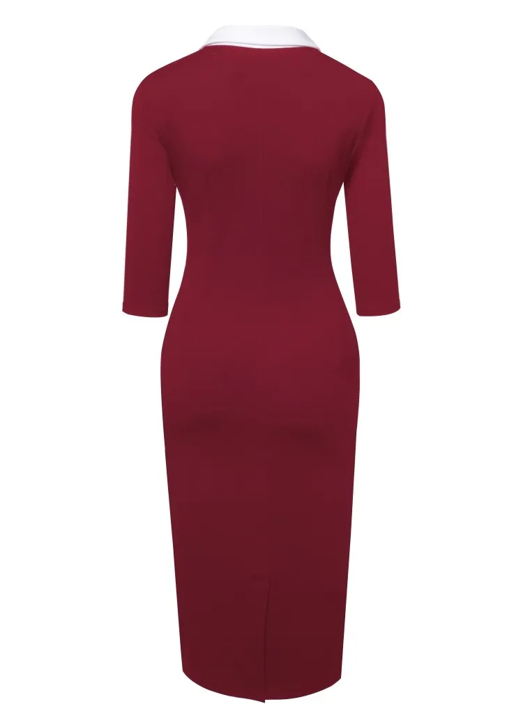 Fashion Women Chic Elegant Suit Skirt Button Patchwork Dress 6 Fashion Women Chic Elegant Suit Skirt Button Patchwork Dress - Image 6