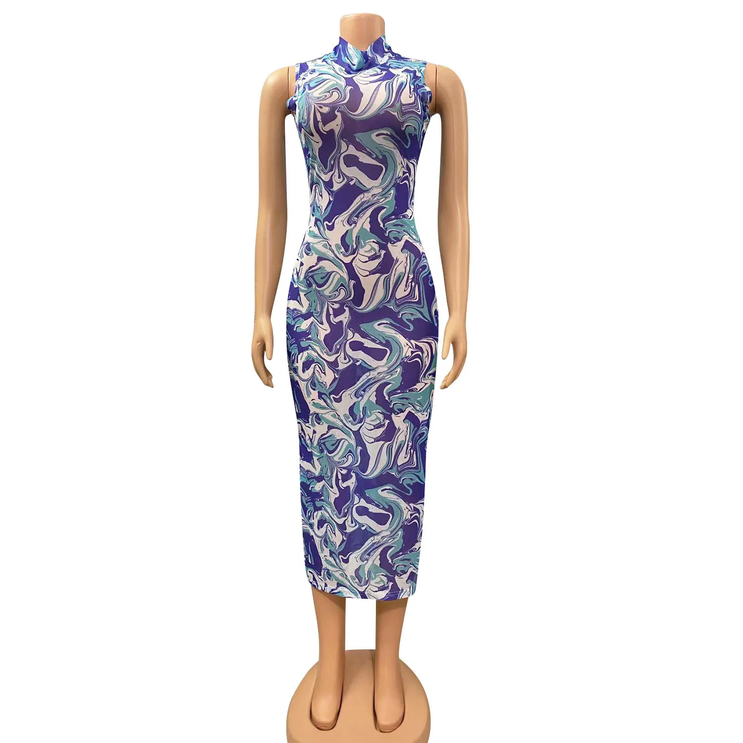 Summer Women's Fashion Sexy Mesh See-Through Print Dress For Women 13 Summer Women's Fashion Sexy Mesh See-Through Print Dress For Women - Image 13