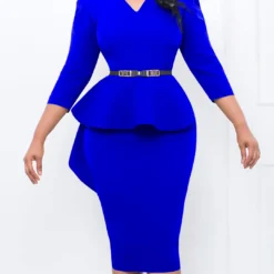 Women's Ruffled Vintage V-Neck Bodycon Chic Chic Pencil Dress -Deals Toggenix Store 144ac610e1cc9c00
