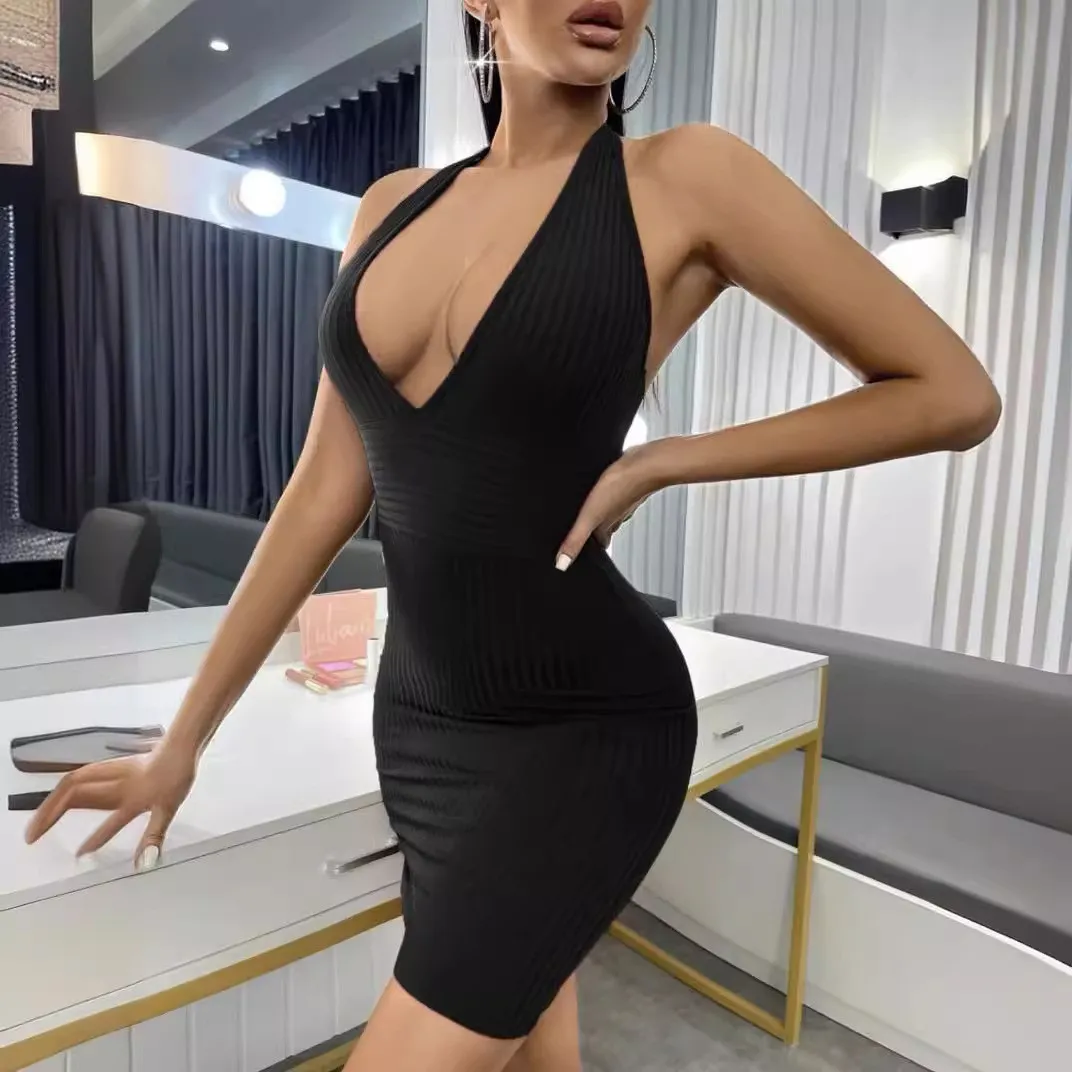 Women Summer V Neck Sleeveless Solid Dress 6 Women Summer V Neck Sleeveless Solid Dress - Image 6