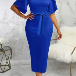 Sexy Fashion Round Neck Tied Waist Dress For Women -Deals Toggenix Store 14ae8e6812b241b4