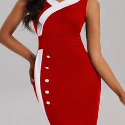 Women Sleeveless V-Neck Button Up Bodycon Dress 25 Women Sleeveless V-Neck Button Up Bodycon Dress -Deals Toggenix Store 14d42dd820bd827b