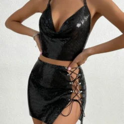 Autumn Sexy Metallic Sequins Lace-Up Two Piece Night Club Skirt Set 18 Autumn Sexy Metallic Sequins Lace-Up Two Piece Night Club Skirt Set -Deals Toggenix Store 14de447ea0a9608c