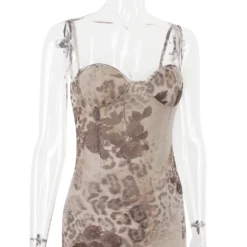 Women Mesh Print Suspender Slit Dress -Deals Toggenix Store 158641bb736eedb9