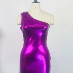 Women Fashion Style Slash Shoulder Shiny High Stretch Nighclub Bodycon Dress -Deals Toggenix Store 17d21b1d9a928d9a