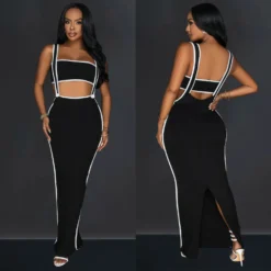 Women Sexy Backless Suspender Top And Long Dress Two-piece Set -Deals Toggenix Store 185477eb1966cc96
