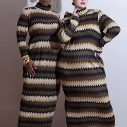 Spring Turtleneck Stripe Print Long-Sleeved Dress -Deals Toggenix Store 189822bcfa12a455