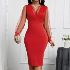 Women Sexy Lace V-neck Bodycon Dress -Deals Toggenix Store 19b182fdd6588e4f