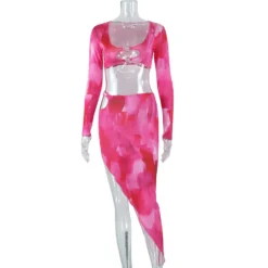 Women's Clothing Long-sleeved Hollow Top High Waist Bodycon Irregular Skirt Fashion Two-piece Set -Deals Toggenix Store 1a31d98a75079e05