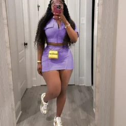 Women Casual Washed Patchwork Pocket Top And Skirt Two-piece Set -Deals Toggenix Store 1a8eb95b53f676d3